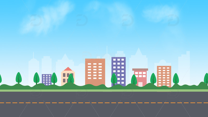 扁平插画城市场景