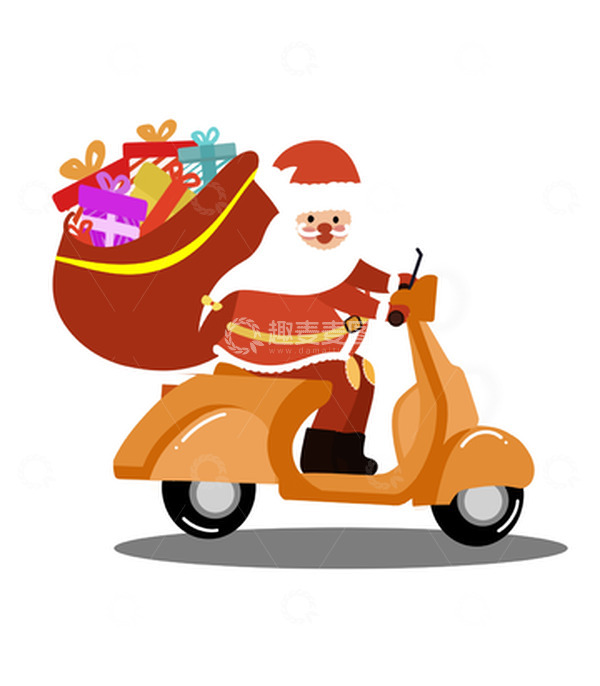 源文件下载【趣麦麦图】骑着小电摩的圣诞老人