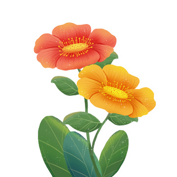 手绘鲜花绿植装饰插画元素