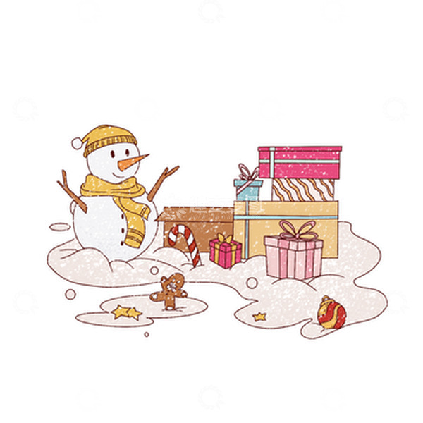 源文件下载【趣麦麦图】圣诞节堆雪人
