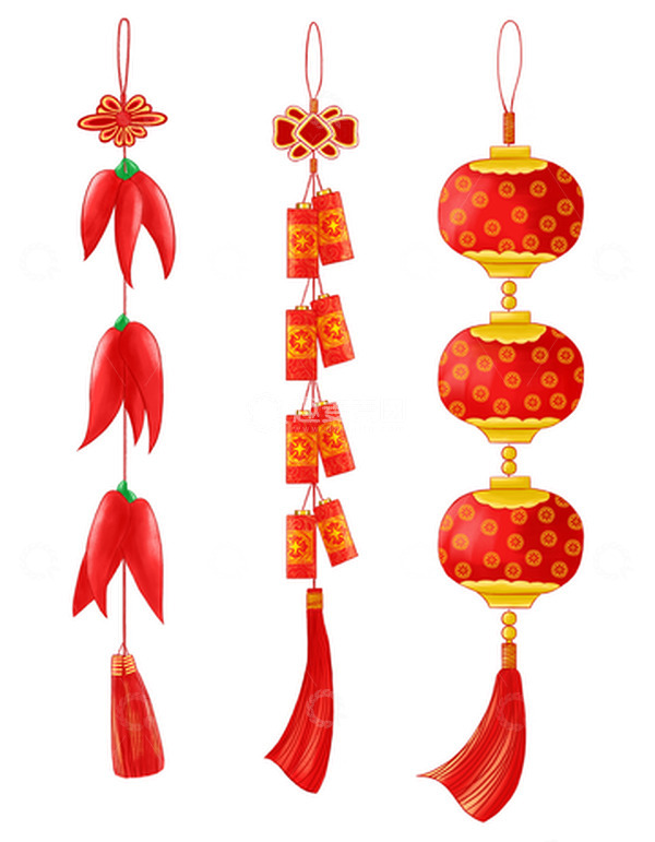 源文件下载【趣麦麦图】红色国风喜庆元旦春节挂饰元旦精品手绘图