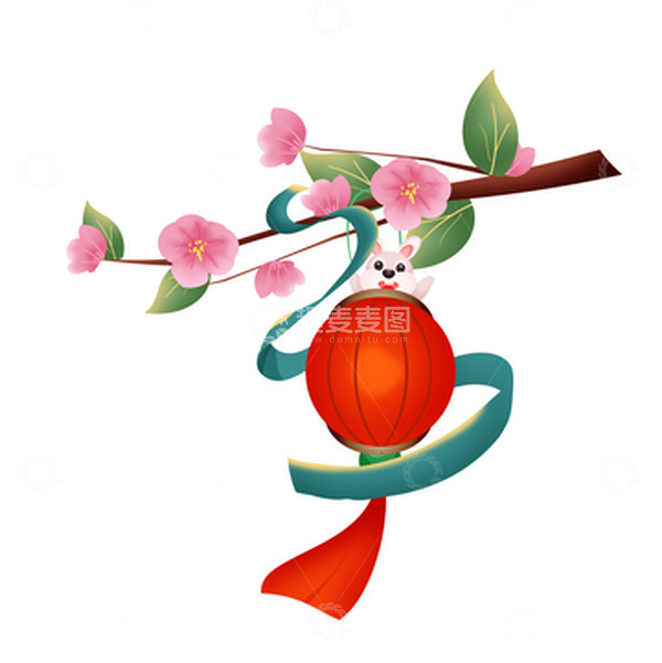 源文件下载【趣麦麦图】矢量手绘新年灯笼兔子装饰元素