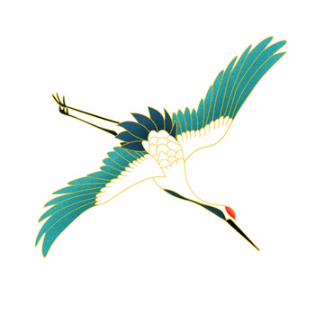 中国风国潮仙鹤飞翔丹顶鹤手绘