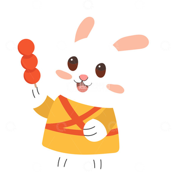 源文件下载【趣麦麦图】兔年新年兔子糖葫芦插画