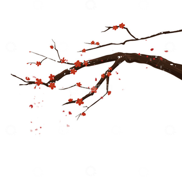 源文件下载【趣麦麦图】冬天新年红色梅花手绘装饰元素