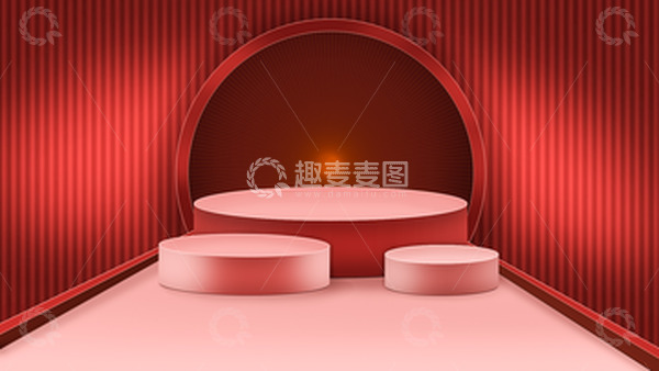 源文件下载【趣麦麦图】红色喜庆电商立体背景搭建