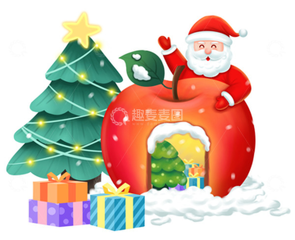 源文件下载【趣麦麦图】手绘冬季圣诞节平安夜海报插画装饰元素