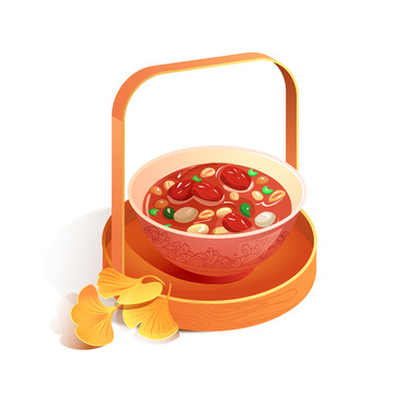 中国风国潮腊八节传统节日手绘插画