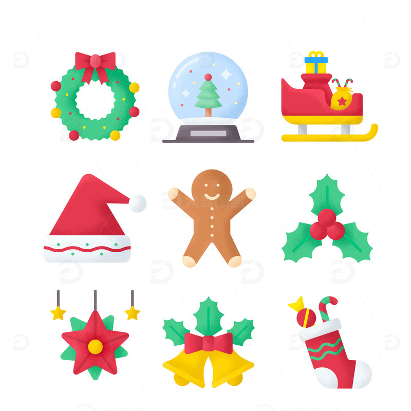 噪点肌理风圣诞装饰元素