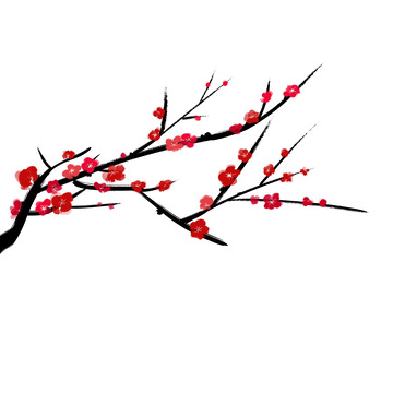 水墨梅花中国风装饰元素
