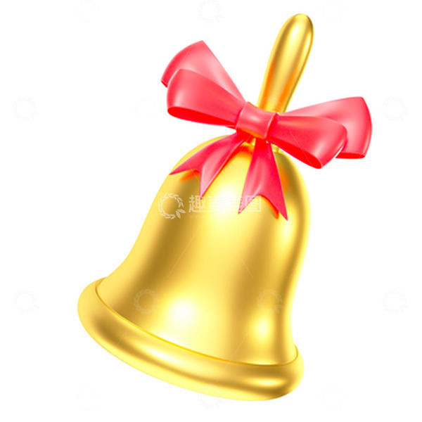 源文件下载【趣麦麦图】金色蝴蝶结铃铛圣诞精品3D元素