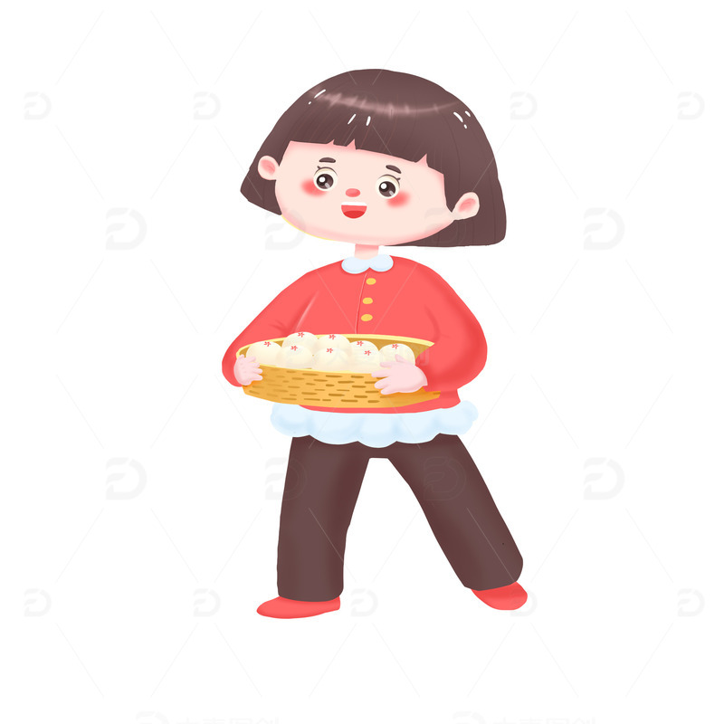 可爱小女孩蒸馒头年俗