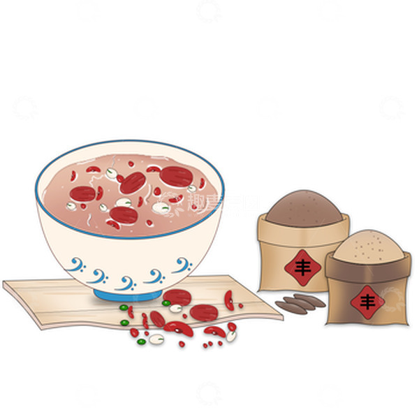 源文件下载【趣麦麦图】腊八节腊八粥大米红枣红豆手绘元素