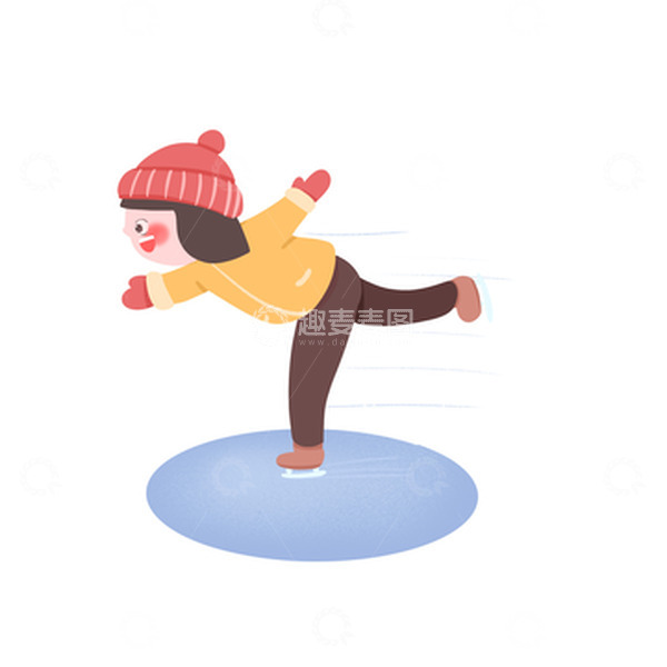 源文件下载【趣麦麦图】手绘卡通女孩滑冰运动