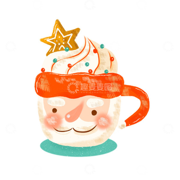 源文件下载【趣麦麦图】手绘可爱卡通圣诞老人杯子圣诞精品手绘元素