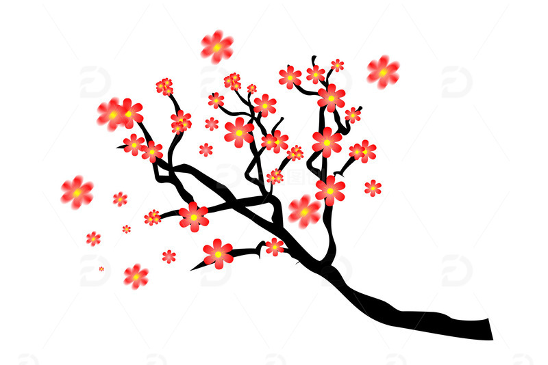 源文件下载【趣麦麦图】梅花枝头梅花元素