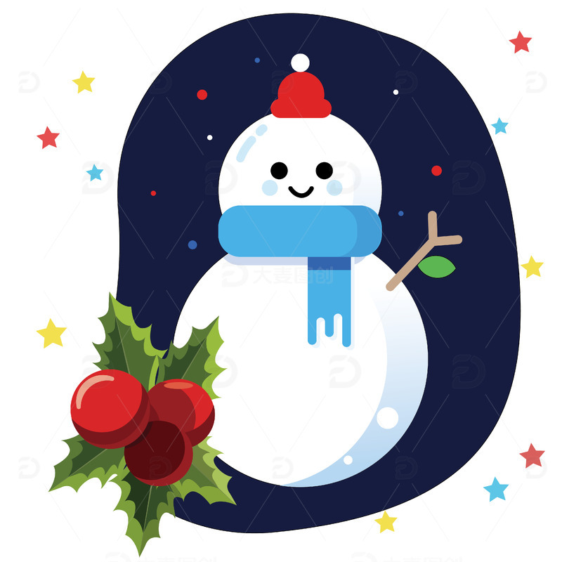 源文件下载【趣麦麦图】蓝色手绘小雪人圣诞精品