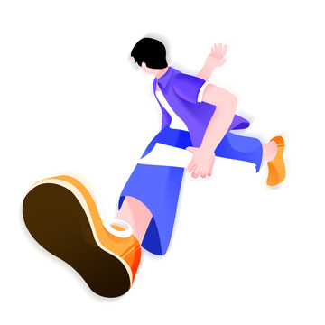 扁平人物奔跑插画