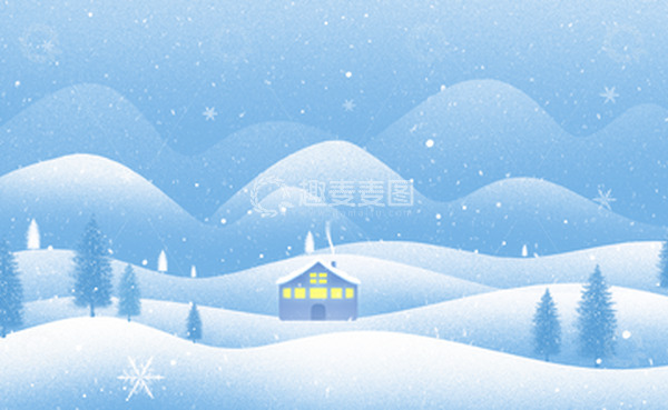 源文件下载【趣麦麦图】-雪景雪山群山冬天下雪景色蓝色背景