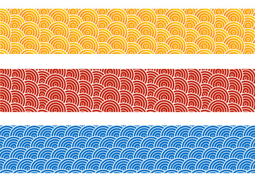 蓝色红色渐变色金黄色中国花纹底纹鱼纹