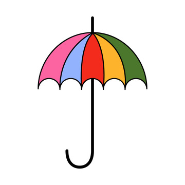 简洁清新彩虹雨伞矢量元素