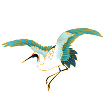 中国风国潮仙鹤丹顶鹤手绘展翅