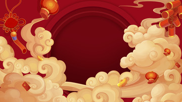 红色国风元旦节背景