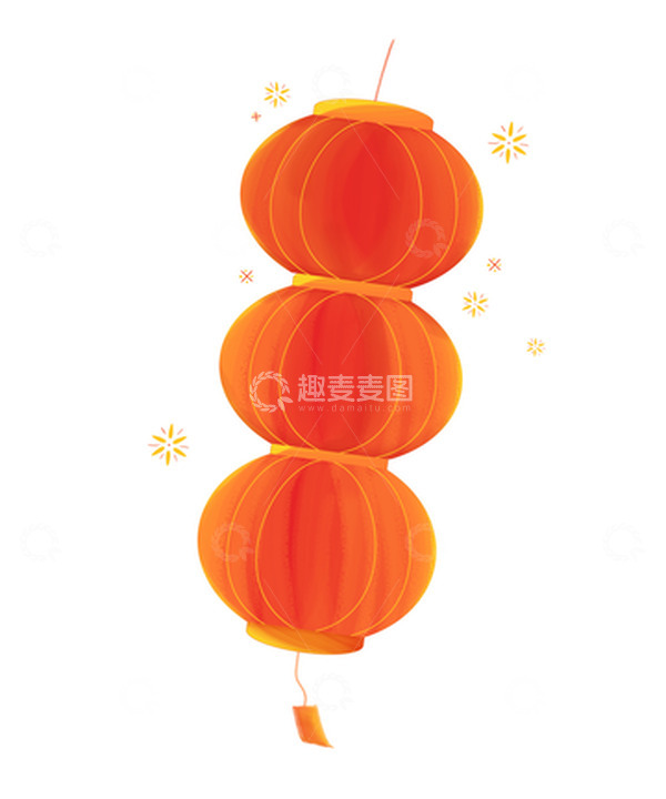 源文件下载【趣麦麦图】-手绘春节元旦腊八节红黄色灯笼海报装饰素材