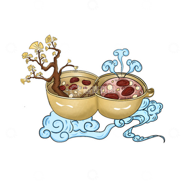 源文件下载【趣麦麦图】腊八粥手绘葫芦祥云大红枣