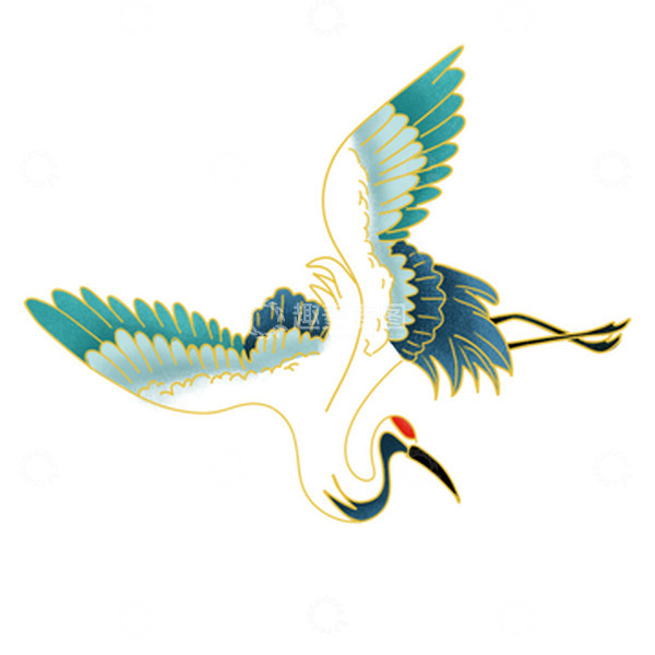 源文件下载【趣麦麦图】-中国风国潮仙鹤丹顶鹤手绘