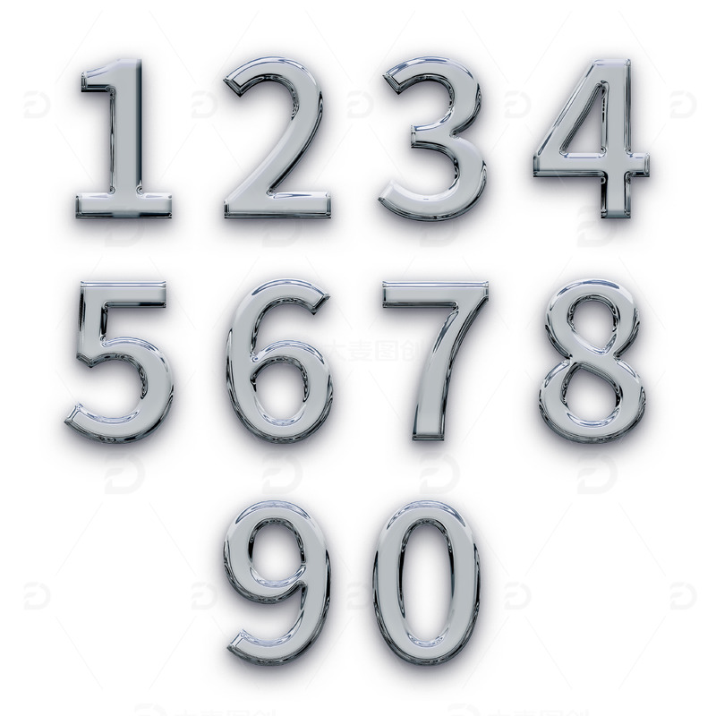 源文件下载【趣麦麦图】金属银数字倒计时数字0-9质感字