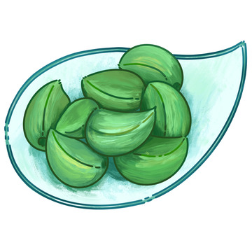 绿色手绘腊八蒜大蒜碟子腊八节图