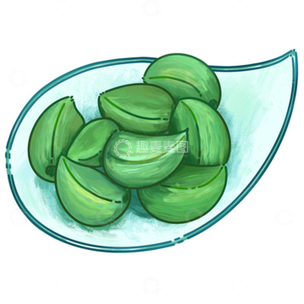 源文件下载【趣麦麦图】绿色手绘腊八蒜大蒜碟子腊八节图