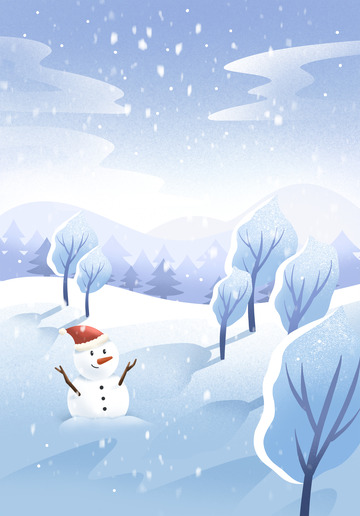 冬天下雪堆雪人场景背景