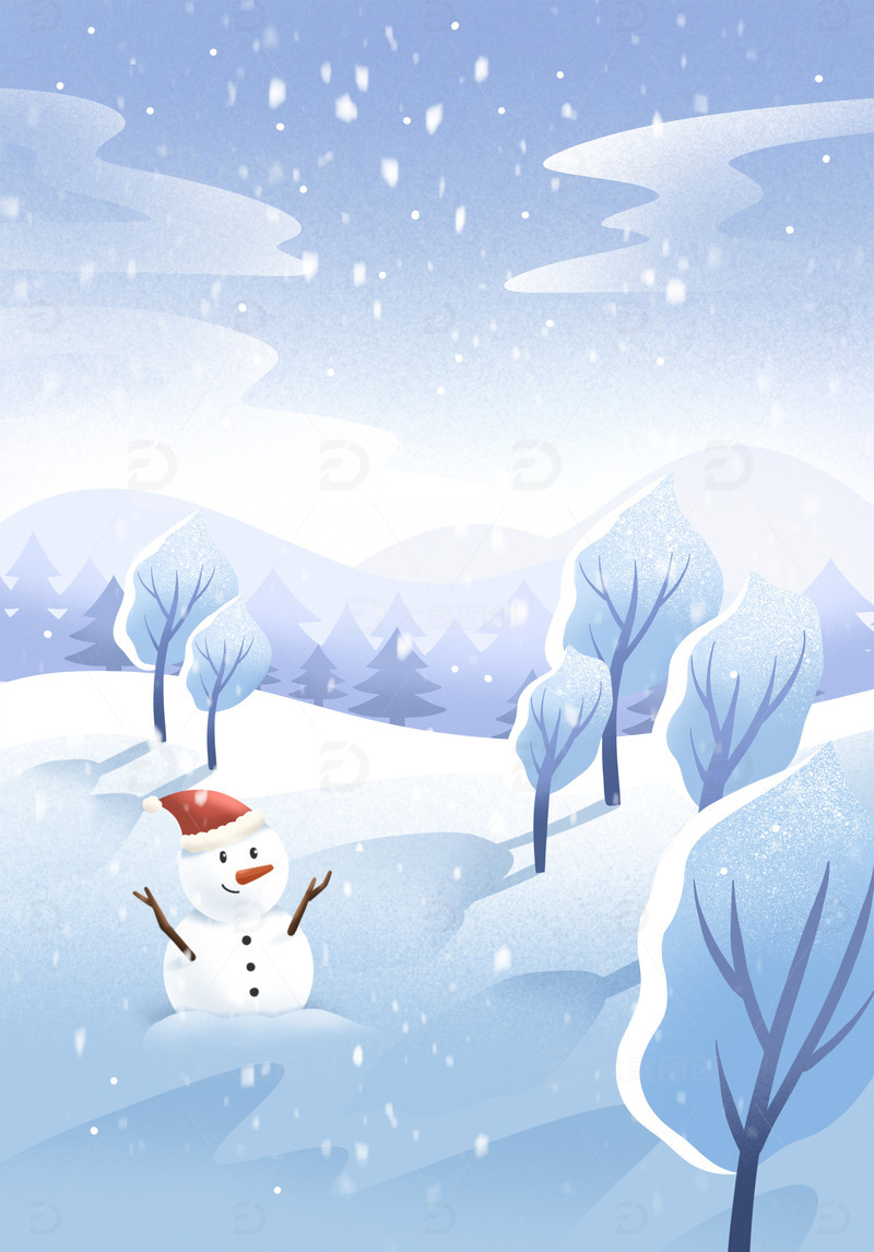 冬天下雪堆雪人场景背景