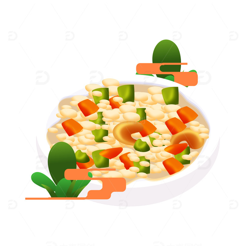 矢量手绘腊八节麦仁饭装饰元素