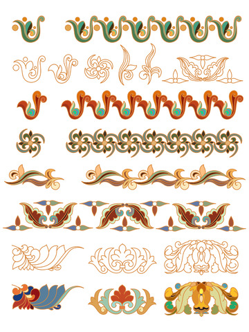 绿红黄蓝 敦煌 纹样 元素 国风