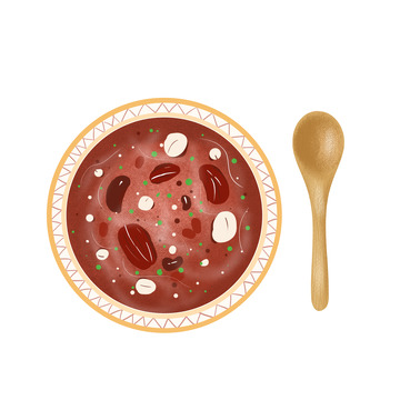 红色喜庆腊八节腊八粥手绘装饰美食元素