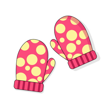 粉红卡通可爱冬天手套装饰