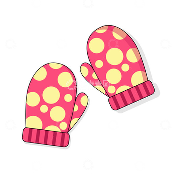 源文件下载【趣麦麦图】-粉红卡通可爱冬天手套装饰