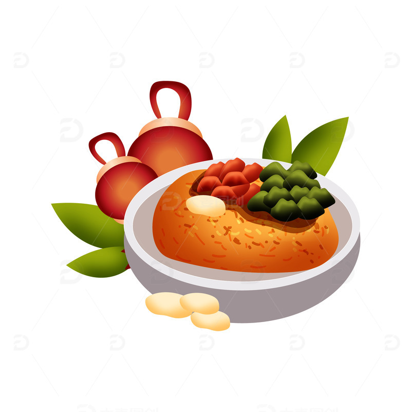 矢量手绘腊八节 节日麦仁饭美食 装饰元素
