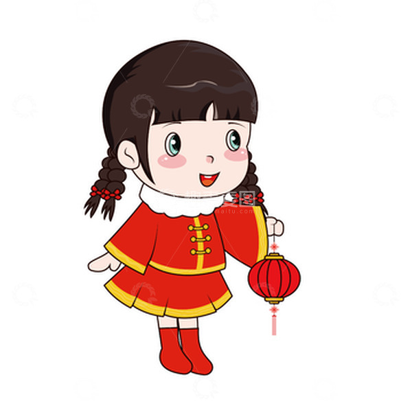源文件下载【趣麦麦图】卡通喜庆小女孩子