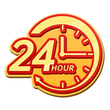 红色黄色时间图标倒计时24小时24h活动