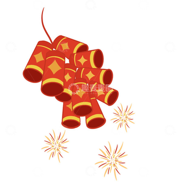 源文件下载【趣麦麦图】红色手绘鞭炮元旦精品素材元素