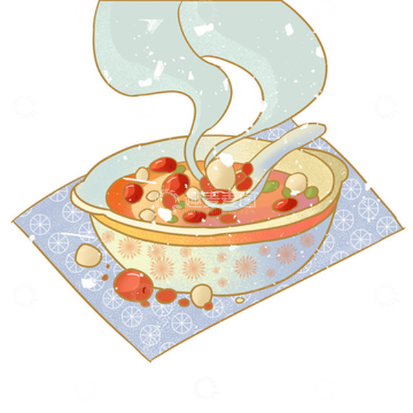 源文件下载【趣麦麦图】腊八粥冬季国风手绘图