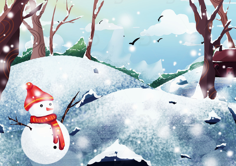 白色小清新冬天户外下雪背景