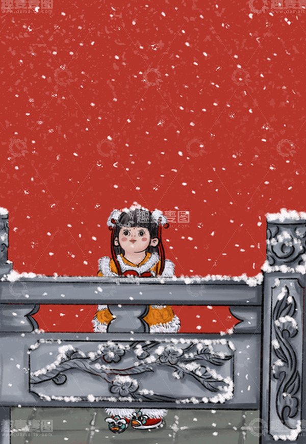 源文件下载【趣麦麦图】红色中国风新年手绘图