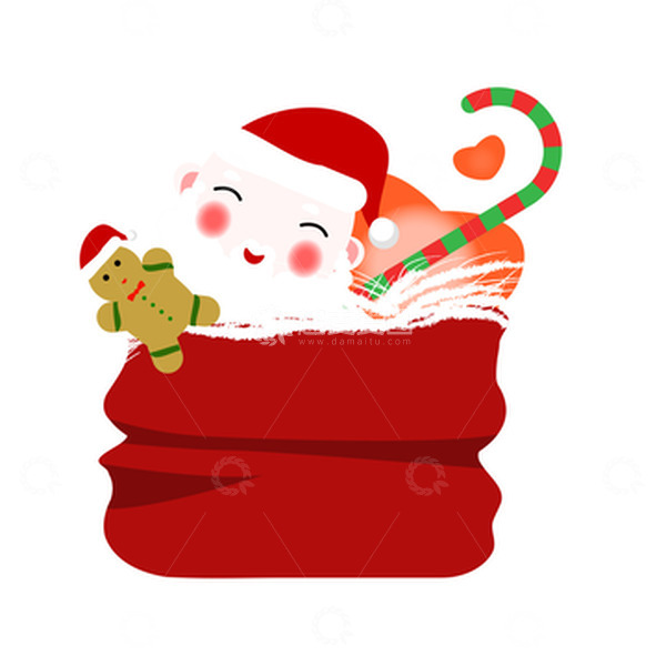 源文件下载【趣麦麦图】圣诞礼物袋红色