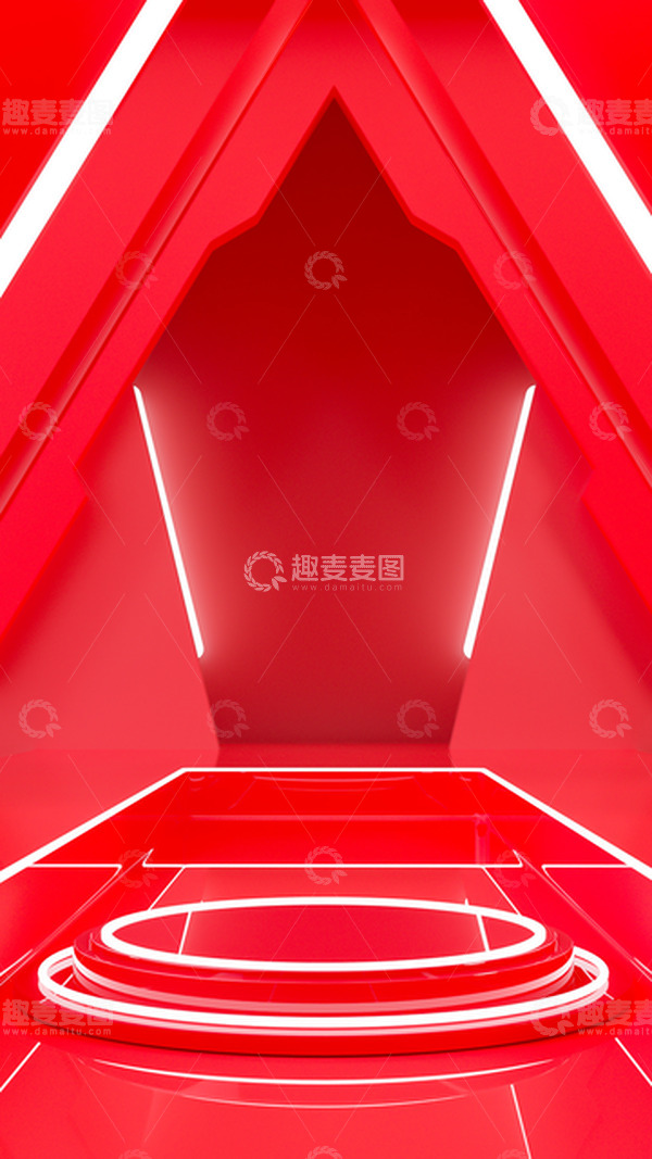 源文件下载【趣麦麦图】-红色质感科技电商展台3D元素