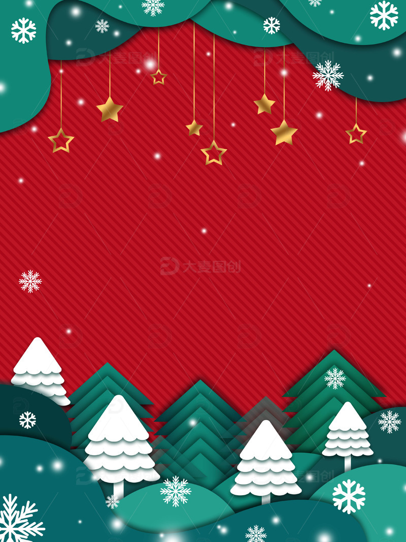 扁平剪纸风圣诞节平安夜海报背景